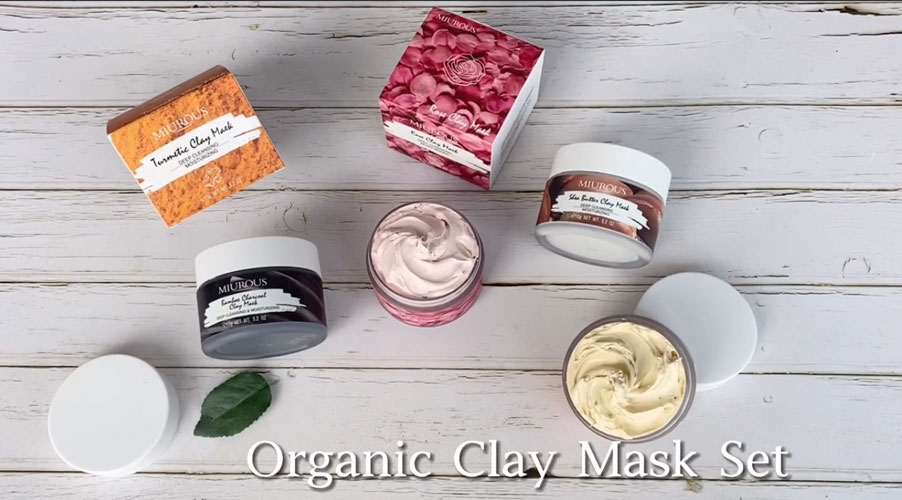 BAWEI Vegan Natuurlijke Klei Masker Set met Vier Kleuren